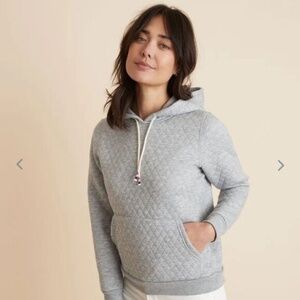 MARINE LAYER Quilted Corbet Pullover Hoodie in Light Heather Grey SZ XL